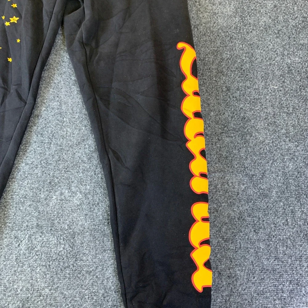 Sp5der Worldwide Sweatpants Mens Small Black Star Graphic Puff Atlanta Print